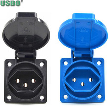 Black blue universal Swiss industry safety outlet 10A 250V IP44 CE cover waterproof dusrproof power connector AC power socket 2024 - buy cheap