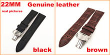 1PCS 22MM genuine leather Watch band watch strap waterproof leather stainless steel buckle - black & brown color available 2024 - buy cheap