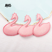 AHB 10Pcs Glitter Appliques Pink Swan Padded Shiny/Glittered Cute Appliques For Kid DIY Patches Baby Headwere Accessories 2024 - buy cheap