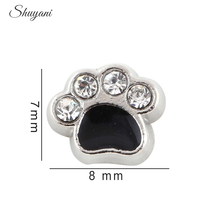 20PcCrystal Enamel Black Dog Paw Floating Locket Charms For Glass Locket 7*8mm 2024 - buy cheap