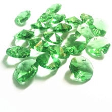 Alta qualidade 100 peças luz verde 14mm vidro octágono lustre peças em 2 buracos (anéis grátis) faça você mesmo acessórios cortina contas de cristal 2024 - compre barato