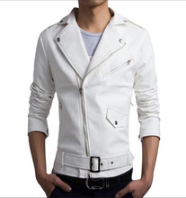 White Lapel zipper PU Leather Jacket Coats Large size 4XL 5XL Fashion Youth Self-cultivation Personality Leather Jacket European 2024 - buy cheap