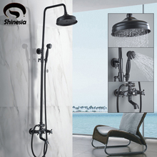 Shinesia черный бронзовый набор для душа для ванной комнаты смеситель для душа 8 "насадка для душа от дождя с ручной душевой ванной кран настенный 2024 - купить недорого