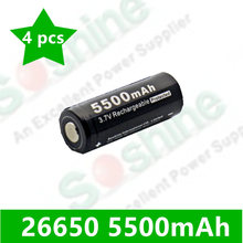 4 pcs SOSHINE 26650 5500mah Li-ion Battery 3.7V lithium rechargeable  batteries 2024 - buy cheap