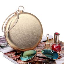 Round Shaped Women Evening Bags Diamonds Simple Clutches Chain Shoulder Bags Gold 2024 - buy cheap