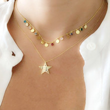 Новинка, изящное золотое ожерелье с подвеской в виде звезды для женщин и девочек, Дамское разноцветное CZ милое ювелирное изделие, подарки, самые дешевые дропшиппинг 2024 - купить недорого