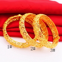 Novo bracelete feminino oco com preenchimento de ouro amarelo pulseira de casamento envio direto 2024 - compre barato