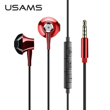 USAMS Metal 3.5mm In-ear Earphone Hifi Wired headset with Microphone 4D Stereo inear earphone for iphone samsung xiaomi LG Oppo 2024 - buy cheap