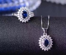 Estilo clássico Conjunto de Safira Natural, 925 de Prata, Simples Azul Escuro, 1 Carat Gem, chinês Área de Mineração de Safira 2024 - compre barato