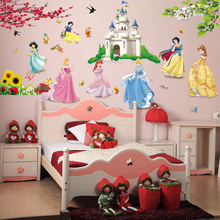 snow white princess castle wall stickers girls bedroom decoration diy cartoon movie mural art decals home decor kids gift 2024 - buy cheap