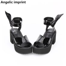 Angelic imprint woman mori girl lolita punk cosplay shoes lady high trifle heels pumps women princess summer sandals wings 8cm 2024 - buy cheap