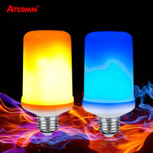 Ampoule LED E27 Dynamic Flame Effect Corn Bulb 9W 4 Modes Diode Emulation Creative Fire Lights Lampada Blue/Yellow Fire 2024 - buy cheap