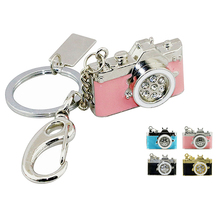 Mini pendrive usb de metal com diamante, câmera rosa com armazenamento de memória 8gb 16gb presente 2024 - compre barato