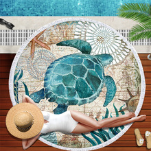 1pcs Large Round Beach Towel Tortoise Microfiber Blanket With Tassel Summer Toalla Bohemian Picnic Mat 150cm 2024 - buy cheap