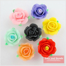 Wholesale!!! (20Pcs=1Lot !) Mixed Polymer Clay Flower With Leaf Spacer Beads 20mm For Jewelry Making Free Shipping FM06 2024 - buy cheap