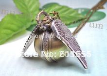 Free shipping,hot!wholesale,2012,bronze fly ball Steel wings quartz pocket watches for mens woman necklace new man 2024 - buy cheap