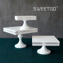 SWEETGO Square cake stand white iron metal cake tools high quality wedding table decoator home decoration bakeware candy bar 2024 - buy cheap