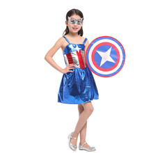 Girls Halloween Captain America Costumes Children Movie Cosplay Kids Role play Christmas Purim Carnival party dress 2024 - buy cheap