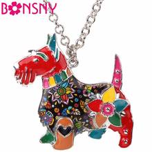 Bonsny Maxi Statement Metal Alloy Enamel Scottish Dog Choker Necklace Chain Collar Pendant Fashion 2017 News Jewelry For Women 2024 - buy cheap