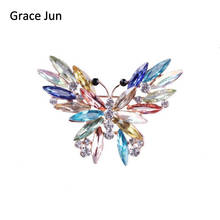 Женская Брошь-бабочка с кристаллами Grace Jun, свадебная брошь для корсажа, модная брошь для хиджаба, для лацкана, булавки и броши, Новое поступление 2018 2024 - купить недорого