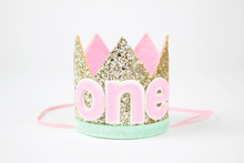 Sombrero brillante para niña, corona de primer cumpleaños, corona de princesa para niña, sombrero de 1 año, corona de fiesta de cumpleaños, sombrero brillante de color dorado y rosa 2024 - compra barato