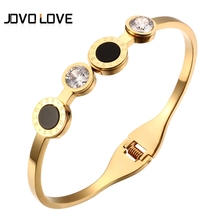 Vintage Women Bangle Bracelets Big Round CZ Crystal Bangles Gold Silver Rose Gold Plating Stainless Steel Cuff Bangles for Women 2024 - buy cheap