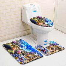 Zeegle 3pcs/set Bathroom Carpet Set Ocean Underwater World Pattern Toilet Rugs Anti Slip Pedestal Rug Lid Cover Toilet Bath Mats 2024 - buy cheap