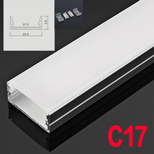 Sistema de canal de aluminio con forma de U, tapas de extremo de cubierta difusora, perfil de aluminio para luces de barra LED, 50cm, C17, 5 Juegos 2024 - compra barato