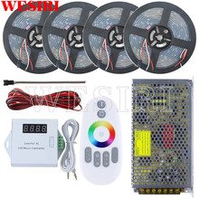 5m/10m/15m/20m dc5v ws2812b 150leds à prova dindividually água individualmente endereçável led pixel strip + controle de música remoto + kit fonte de alimentação 2024 - compre barato