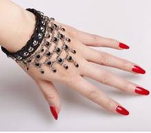 Punk Gothic Leather Bracelets For Women Rivet Chains Bangles Three Buckle Adjust Size Bracelet Femme Pulseira Feminina Bileklik 2024 - buy cheap