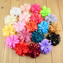 120pcs/lot 21 Color U Pick 3" Dots Chiffon Ruffled Flowers Sewed Ballerina Hair Flower For Kids Girls Hair Accessories MH76 2024 - buy cheap
