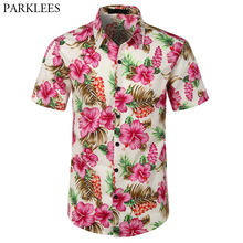 Summer Beach Hawaiian Shirt Men Short Sleeve Floral Print Button Down Tropical Shirts Mens Holiday Party Vacation Chemise Homme 2022 - buy cheap