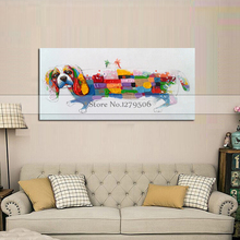 Pintura al óleo de animales pintada a mano, cuadro colorido decorativo para el hogar, arte de pared para sala de estar 2024 - compra barato