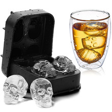 Ice Cube Maker Tray Silicone Mold Skull Whiskey Wine Cocktail Ice Cream Chocolate Mould Party Bar DIY Tool 3D Silicone Mold 2024 - buy cheap