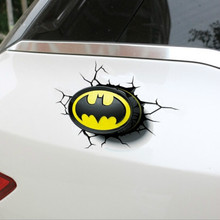MR TEA-pegatinas 3D de superhéroe para coche, calcomanías con símbolo de murciélago roto, regalo creativo 2024 - compra barato