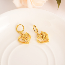 Gold dubai heart rose flower Dangle Earrings Women Fashion Jewelry Gold Metal Drop Earrings For girls k Gifts wedding bridal 2024 - buy cheap