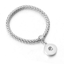 Pulseira de metal sg0101, bracelete de pressão simples com elástico de 18mm, joias com botões de pressão 2024 - compre barato
