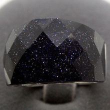 Hot sale new Style >>>>18X27mm Faceted Blue Sandstone Stone 925 Sterling Silver Jewelry Ring Siz 7-9 2024 - buy cheap