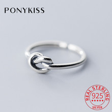 Женское регулируемое кольцо PONYKISS, регулируемое Открытое кольцо из 100% стерлингового серебра 925 пробы, праздничный аксессуар, шикарный подарок 2024 - купить недорого