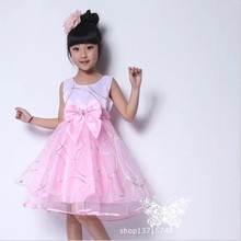 Children's Bow Gold Princess Dresses Girls' Wedding Dresses Children's Wear Sleeveless Dresses k1 2024 - compre barato