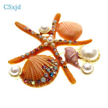 CSxjd New Retro Faux Pearl Shell Decoration Starfish Pin Color Rhinestone Crystal Brooch 2024 - buy cheap