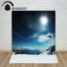 Vinil foto estúdio fundo paisagem neve nuvens sol photocall produtos allenjoy backdrops 2024 - compre barato