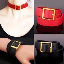 Red/Black Genuine Leather Choker Necklace For Women Sexy Cat Fashion Jewelry Wholesale Short Necklace 2016 New N1614 2024 - buy cheap