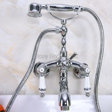 Chrome Wall Mounted Clawfoot Bathtub Shower Faucet Handheld Shower Faucets lna217 2024 - buy cheap