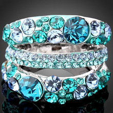 Novo lead & nickel livre verde verde cor de prata azul violeta roxo áustria cristais anéis de casamento para mulher 2024 - compre barato