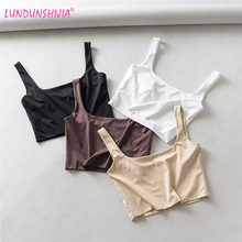 LUNDUNSHIJIA Hot Sale 2019 Summer Women Sexy Sleeveless Tops Fashion Short Square Collar Tank Tops 4 Colors 2024 - buy cheap