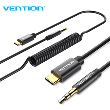 Vention-Cable de Audio tipo C a 3,5mm, conector USB tipo C 3,5 a 3,5mm, Cable auxiliar de resorte para Xiaomi, altavoz estéreo para coche y auriculares 2024 - compra barato