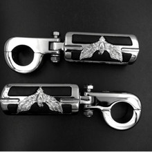 Universal moto 1 1/4 "estrada stiletto pé pegs apoio para os pés p-grampos cruiser chopper cafe racer velha escola 2024 - compre barato