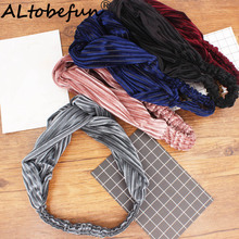 ALTOBEFUN Striped Women Fashion Velour Elastic Headband Hair Holder Girl Bandanas Hair Accessories Lady Yoga Hairbands SS020 2024 - buy cheap