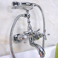 Polished Chrome Wall Mount Bathtub Tub Mixers Dual Handles Bathroom Bath Shower Faucet with Handshower tna198 2024 - buy cheap